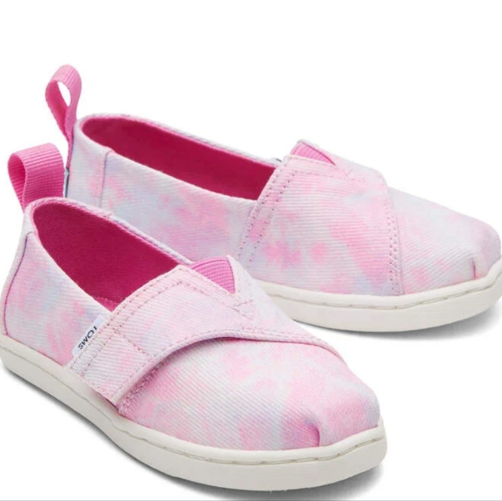 TOMS' Alpargata Neon Pink Multi Tie Dye Twill. Sz Y13